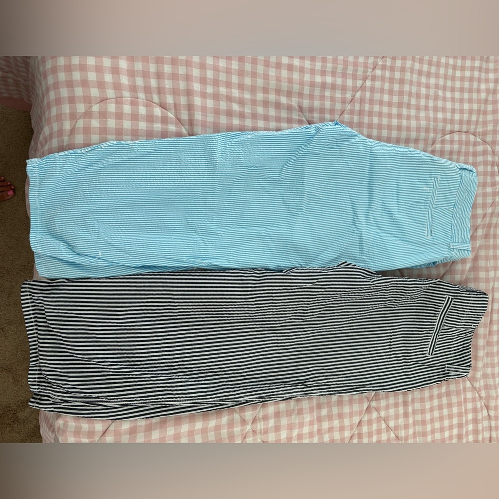 crown & ivy Striped Ankle Pants in Light Blue and Black/White - Picture 2 of 6